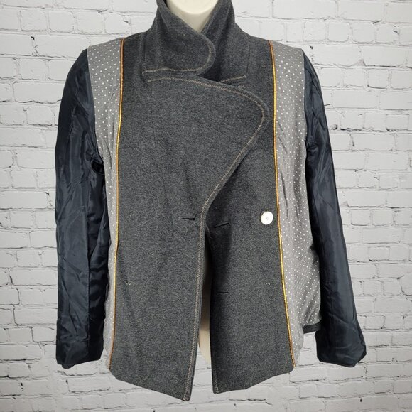 Ett:Twa Anthropologie Grey Double Breasted Buttoned Stretch Lined Jacket 8 - Picture 5 of 15